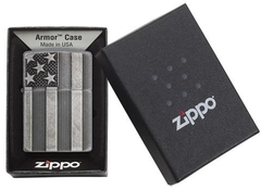 Zippo Armor US Flag Antique Silver Plate 4