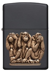 Zippo Three Monkeys Black Matte 1
