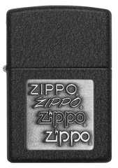 Zippo Pewter Emblem Black Crackle 1