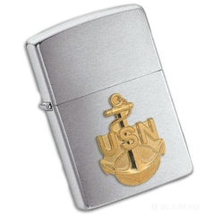 Zippo US Navy Anchor Emblem Brushed Chrome 7