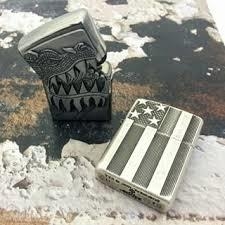 Zippo Armor US Flag Antique Silver Plate 6