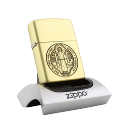 Zippo Ấn Thánh Đức Benedict Sigil Đồng Nguyên Khối Vỏ Dày 2 Mặt | Made In USA
