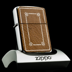 Zippo 1958 Chữ Xéo 8 Chấm PAT2517191 Bọc Da Ruột Lai