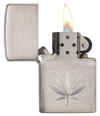 Zippo Chrome Marijuana Leaf Design 29587 2
