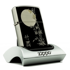 Zippo Huyền Băng Khắc Trăng Treo Cành Trúc Zippo Huyền Băng Khắc Trăng Treo Cành Trúc
