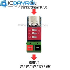 Mạch kích mồi sạc nhanh 5V 9V 12V 15V 18V 20V Type-C PD/QC Mạch kích mồi sạc nhanh 5V 9V 12V 15V 18V 20V Type-C PD/QC