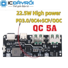 Mạch sạc dự phòng QC4+PD3.0 sạc nhanh 2 chiều 22.5W Mạch sạc dự phòng QC4+PD3.0 sạc nhanh 2 chiều 22.5W