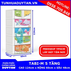 Tủ nhựa Duy Tân TABI-M 5 tầng ( Trắng Khủng Long ) Tủ nhựa Duy Tân TABI-M 5 tầng ( Trắng Khủng Long )