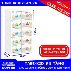 Tủ nhựa Duy Tân TABI KIDS 5 tầng 10 ngăn Trắng