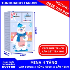 Tủ nhựa Duy Tân MINA 4 tầng  màu Dương mẫu mới 2019