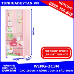 Tủ nhựa Duy Tân WING 2C3N 1 buồng treo và 3 ngăn kéo đựng quần áo màu Hồng tặng kèm 10 móc nhựa Duy Tân Tủ nhựa Duy Tân WING 2C3N 1 buồng treo và 3 ngăn kéo đựng quần áo màu Hồng tặng kèm 10 móc nhựa Duy Tân