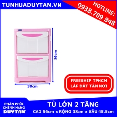 Tủ nhựa Duy Tân lớn 2 tầng Hồng