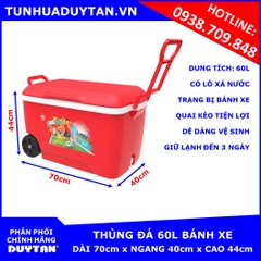 Thùng đá Duy Tân 60L bánh xe (Đỏ)