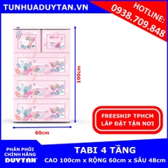 Tủ nhựa Duy Tân TABI 4 tầng Hồng