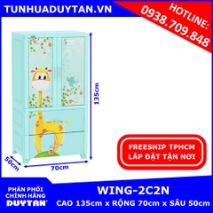 Tủ nhựa Duy Tân WING 2C2N 1 buồng treo quần áo (Dương) tặng kèm 10 móc nhựa Duy Tân