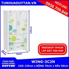 Tủ nhựa Duy Tân WING 2C2N 1 buồng treo quần áo (Trắng) tặng kèm 10 móc nhựa Duy Tân