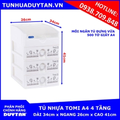 Tủ nhựa Duy Tân TOMI A4 4 tầng (Trắng) Tủ nhựa Duy Tân TOMI A4 4 tầng (Trắng)