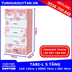 Tủ nhựa Duy Tân TABI-L 5 tầng ( Hồng trái tim )