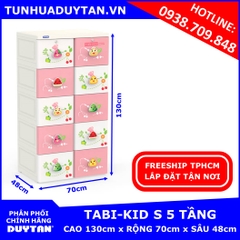 Tủ nhựa Duy Tân TABI KIDS 5 tầng 10 ngăn Hồng