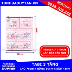 Tủ nhựa Duy Tân TABI 3 tầng Hồng