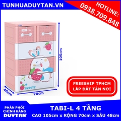 Tủ nhựa Duy Tân TABI-L 4 tầng (Hồng Thỏ Dâu)