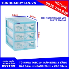 Tủ nhựa Duy Tân TOMI A4 3 tầng nắp bằng (Dương)