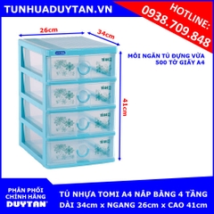 Tủ nhựa Duy Tân TOMI 4 tầng A4 nắp bằng (Dương)