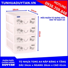 Tủ nhựa Duy Tân TOMI 4 tầng A4 nắp bằng (Trắng) Tủ nhựa Duy Tân TOMI 4 tầng A4 nắp bằng (Trắng)