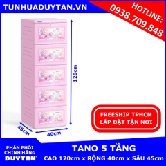 Tủ nhựa Duy Tân TANO 5 tầng (Hồng)