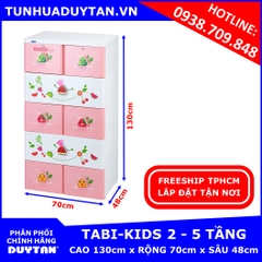 Tủ nhựa Duy Tân TABI KIDS 2 - 5 tầng Hồng