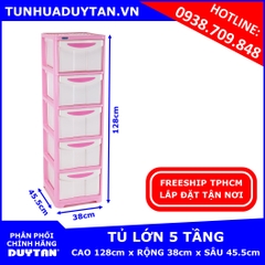 Tủ nhựa Duy Tân Lớn 5 tầng màu Hồng