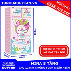 Tủ nhựa Duy Tân MINA 5 tầng  màu Hồng mẫu mới 2019 Tủ nhựa Duy Tân MINA 5 tầng  màu Hồng mẫu mới 2019