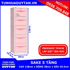 Tủ nhựa Duy Tân SAKE 5 tầng  (Hồng)