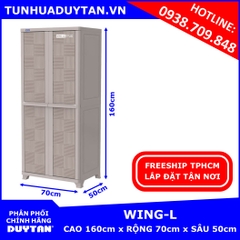 Tủ nhựa Duy Tân WING L 1 buồng treo dành cho người lớn (màu XÁM) tặng kèm 10 móc nhựa Duy Tân