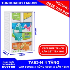 Tủ nhựa Duy Tân TABI-M 4 tầng ( Trắng Khủng Long )