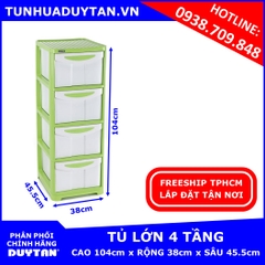 Tủ nhựa Duy Tân Lớn 4 tầng màu Lá