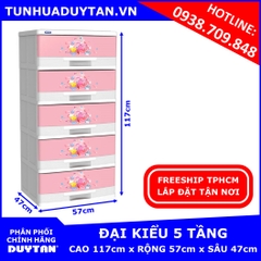 Tủ nhựa Duy Tân Đại Kiểu 5 tầng (Hồng)