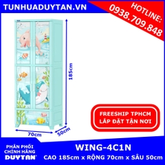 Tủ nhựa Duy Tân WING 4C1N 2 buồng treo và 1 ngăn kéo đựng quần áo màu Dương tặng kèm 10 móc nhựa Duy Tân