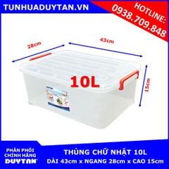 Thùng chữ nhật Duy Tân 10L ( Trong suốt )