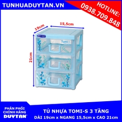 Tủ nhựa Duy Tân TOMI-S 3 tầng (DƯƠNG)