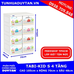 Tủ nhựa Duy Tân TABI KIDS 4 tầng 8 ngăn Trắng Tủ nhựa Duy Tân TABI KIDS 4 tầng 8 ngăn Trắng