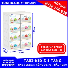 Tủ nhựa Duy Tân TABI KIDS 4 tầng 8 ngăn Trắng