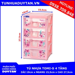 Tủ nhựa Duy Tân TOMI-S 4 tầng (HỒNG)