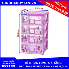 Tủ nhựa Duy Tân TOMI-S 4 tầng (TÍM)