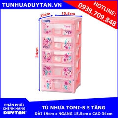 Tủ nhựa Duy Tân TOMI-S 5 tầng (HỒNG)