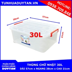 Thùng chữ nhật Duy Tân 30L ( Trong suốt )