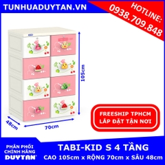 Tủ nhựa Duy Tân TABI KIDS 4 tầng 8 ngăn Hồng