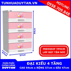 Tủ nhựa Duy Tân Đại Kiểu 4 tầng (Hồng)