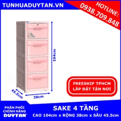 Tủ nhựa Duy Tân SAKE 4 tầng (Hồng)