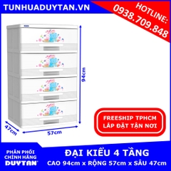 Tủ nhựa Duy Tân Đại Kiểu 4 tầng (Trắng)